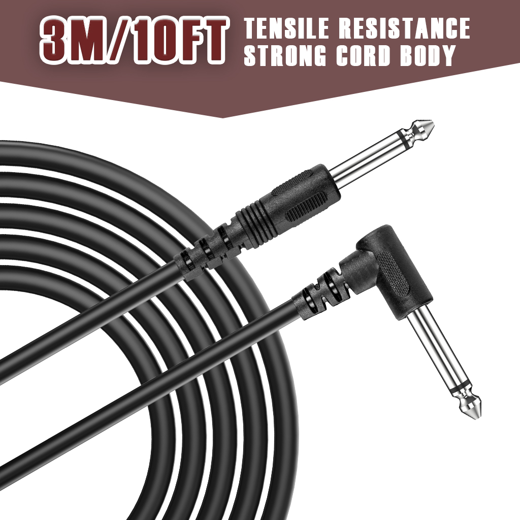 Cable amplificador de guitarra de 10 pies, 3M, Cable de guitarra eléctrica, violín, bajo, instrumentos, cables LP ST, enchufe recto a ángulo recto de 6,35mm