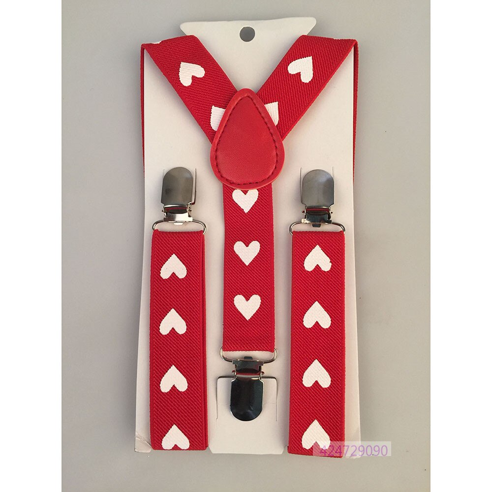 Bretelles en forme de cœur à l&#39;arrière pour garçons et filles, bretelles élastiques réglables à Clip, couleur rouge et noire, tendance, YHH0034: Red White Hearts