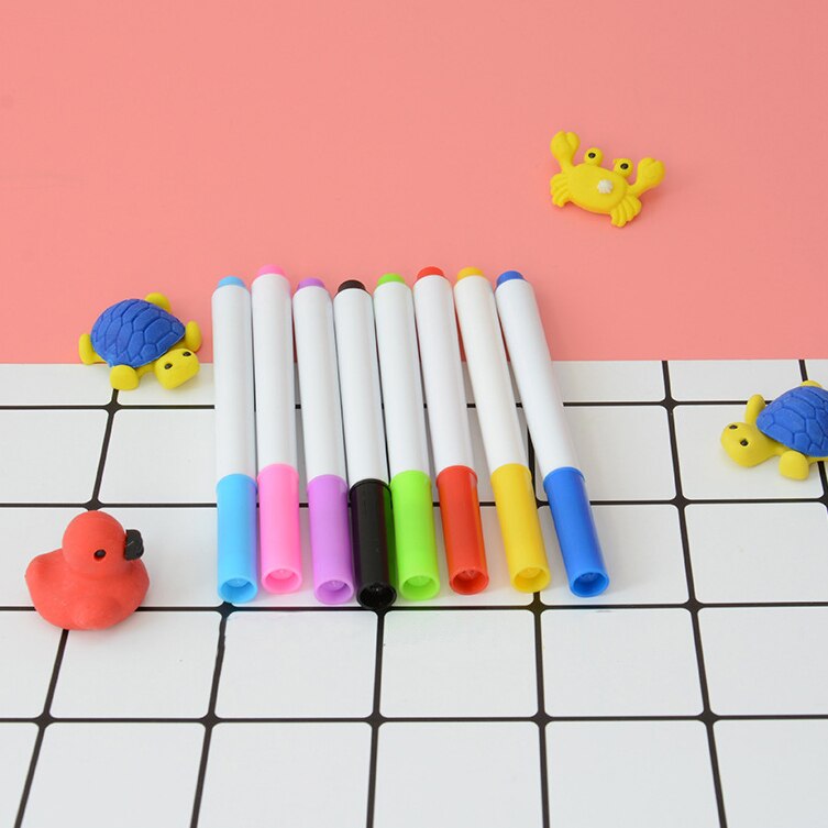 8 Aquarel Pennen Whiteboard Marker Pennen Fine Nib Pen Rubber Markers Schrijven Water-Kleur Borstel Water Kleur Pen: Default Title