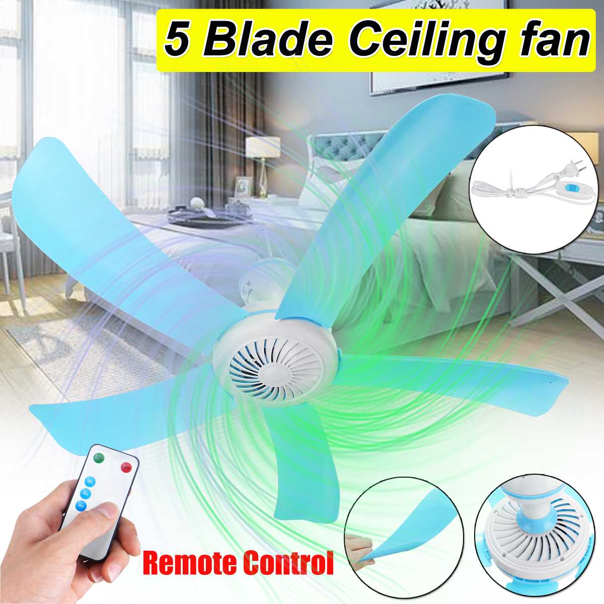 71 CM Elektrische Energiebesparing Plafond Fan Anti-muggen Opknoping Fan Airconditioner Koeler met RC 3 meter snoer voor Zomer 5 Blades