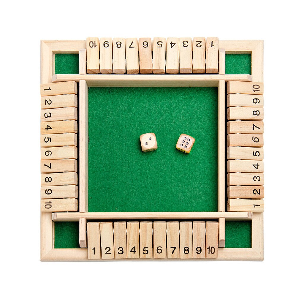 Wooden Traditional Four Sided 10 Number Pub Bar Board Dice Party Funny Game Toys Four-sided Flop Wooden Number Game Toy #L: GN