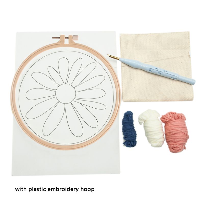DIY Unfinished Embroidery Poked Kit Fruit Animal Punch Needle Cross Stitch Bag: H