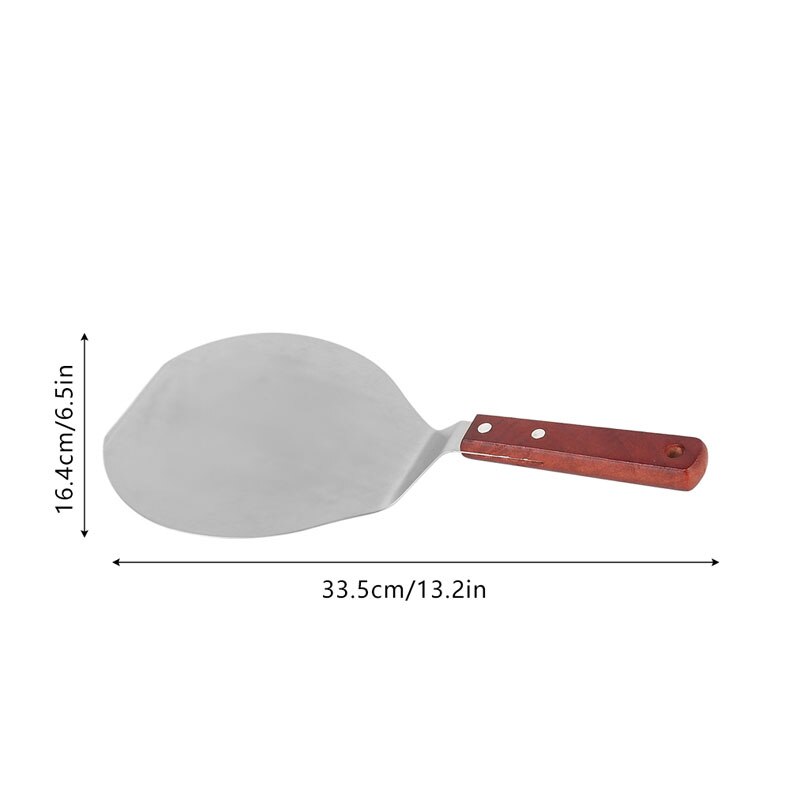 Stainless Steel Pizza Peel 10 Inch Round Metal Pizza Peel with Wood Handle and Pizza Cutter Wheel Pizza Shovel for Serving Food: 6.5 inch