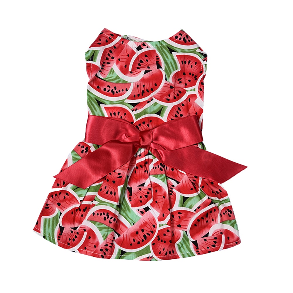 Vestidos para perro o mascota de poliéster con patrones de sandía, vestido de princesa para mascotas, falda para perros, ropa con lazo, XS/S/M/L, novedad de verano: M
