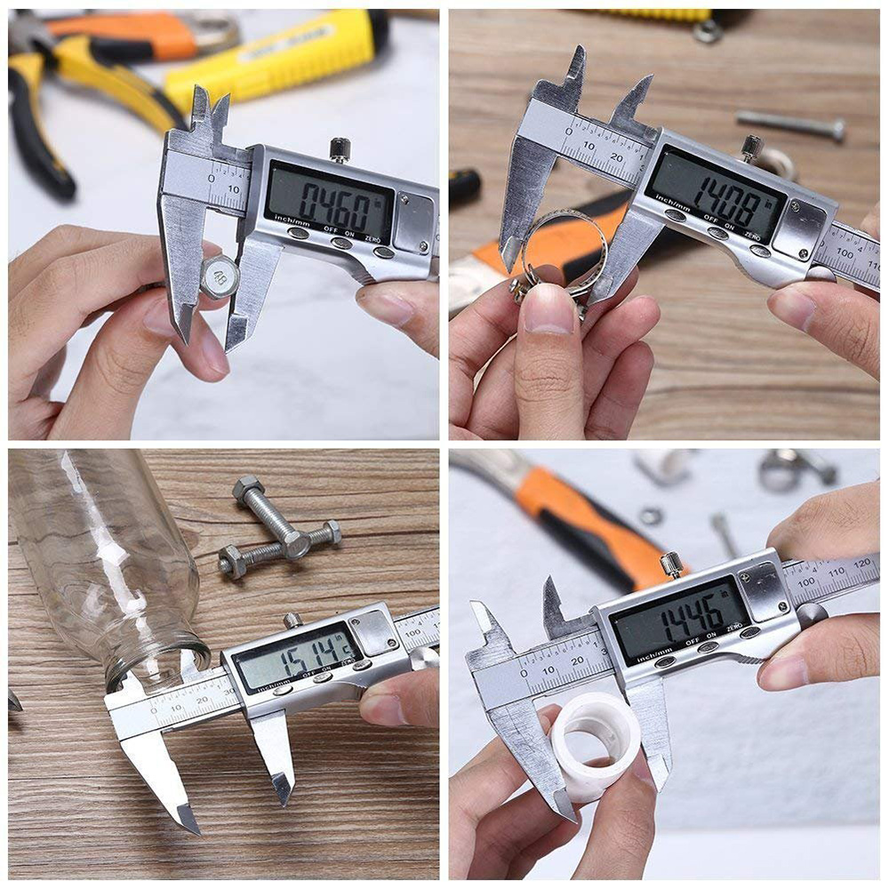 Digital Caliper 0-100/150/200/300mm Measuring Tool Stainless Steel Inch/MM Electronic Vernier Calipers Gauge Silver