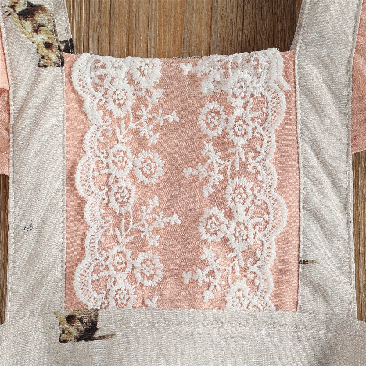 0-24M Cute Easter Infant Baby Girl Playsuit Summer Flower Lace Fly Sleeve Cartoon Bunny Print Ruffle Backless Romper