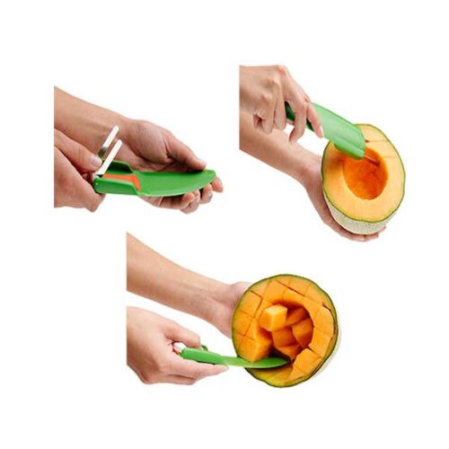 Meloen Mate Meloen Fruit Prep Tool Cube Cutter Scooper Vaatwasmachinebestendig