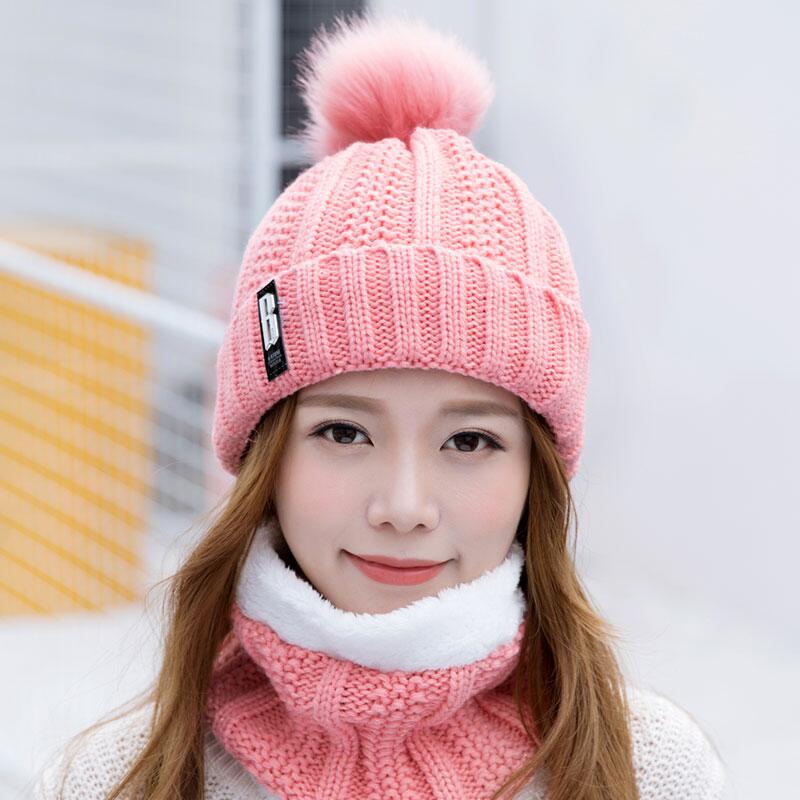 Bingyuanhaoxuan b bokstaver strikket lue kvinner merke vinter kvinner ball ski kanin pels lue pomponger luer strikket skjerf