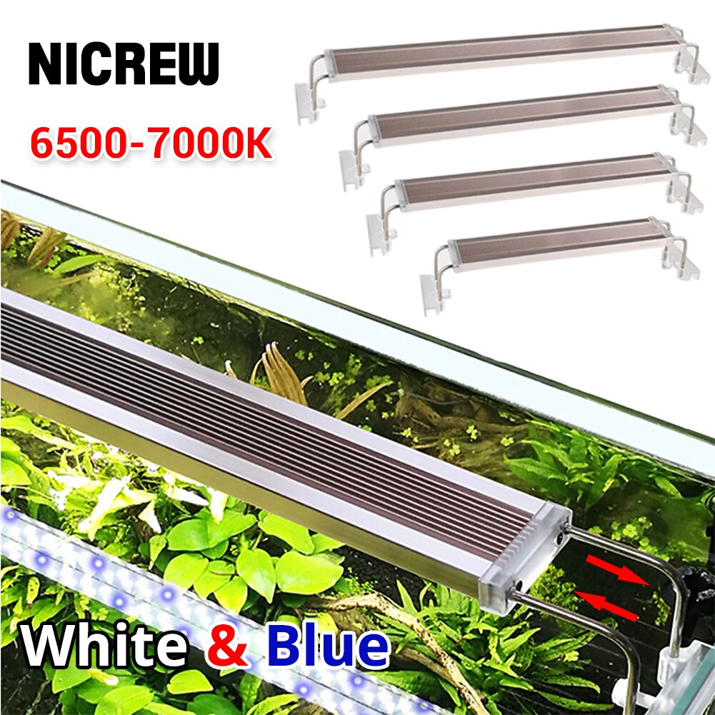 Nicrew Aquarium Led Verlichting Voor Aquarium Plant 12W-24W Ultradunne Aluminium Aquarium Verlichting plant Grow Verlichting Lamp