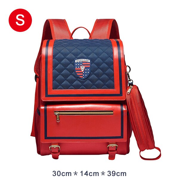 Sac à dos d'école victoriatouriste pour enfants, pour garçons et filles de niveau 4 à 6, étanche, grande capacité: Red-(S)