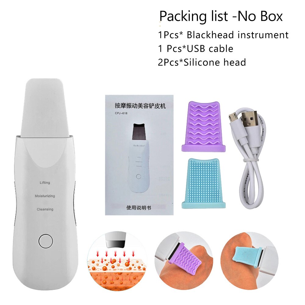 Ultrasonic Skin Scrubber Vibration Face Spatula Blackhead Remover Facial Scrubber Shovel Clean Cavitation Peeling Facial Lifting: Blackhead Remover 04
