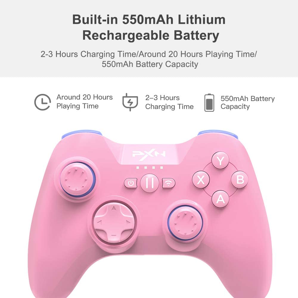 Mando de juegos para iPhone MFi, mando inalámbrico compatible con Bluetooth, PXN, iOS/Apple TV/iPod/iPad, color rosa