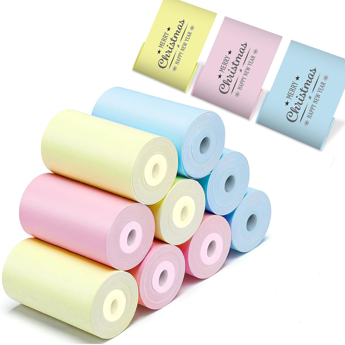 16 rollos de papeles de impresora térmica, 57x25mm, papeles térmicos autoadhesivos, impresoras de etiquetas en Color HD para Mini impresora portátil sin tinta: Rosa