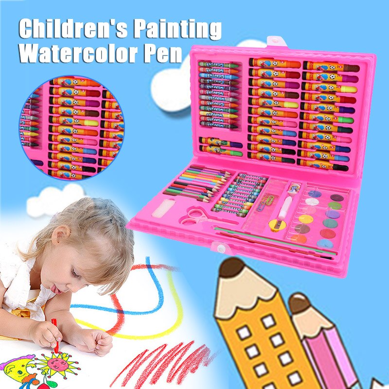 86 Pcs Children Painting Tools Art Supplies for Drawing with Watercolor Pen Ruler Sharpener VH99