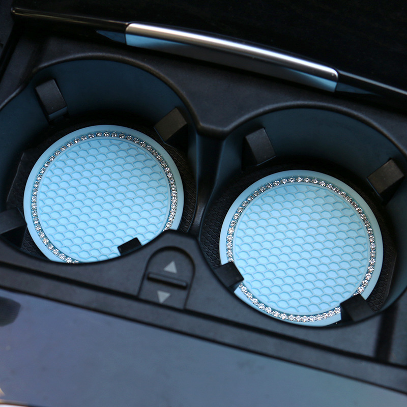 Car Cup Coasters for Cup Holder Universal Bling Diamond Water Bottle Holder Mat Anti Slip Insert Pad Auto Interior Accessories