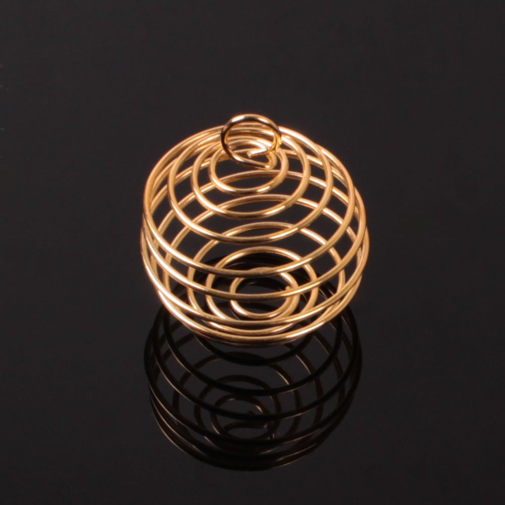 50pcs 25x30mm Plated Spiral Bead Cage Charms Pendants (Holds 18mm - 22mm Beads) for Women and Men Jewelry Making