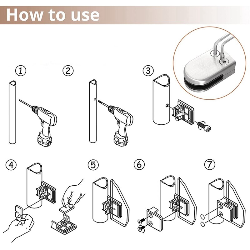Stainless Steel Glass Clip 304 Stainless Steel Glass Clip Holder Terrain Plane Connector Glass Clip Size For 6-8Mm Glass