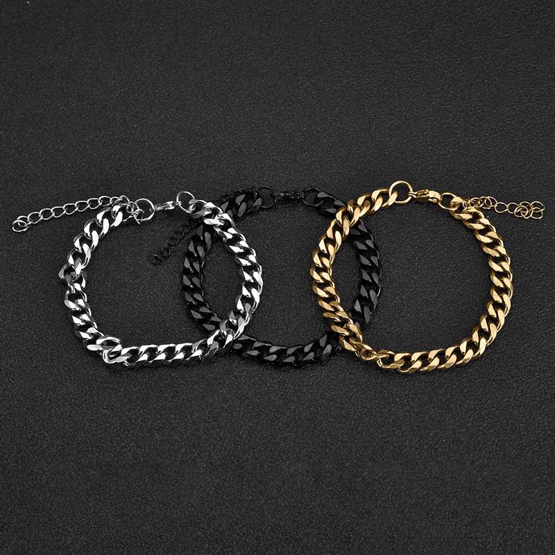 Mode Cubaanse Ketting Armband Voor Mannen Vrouwen 316L Rvs Mannelijke Sieraden Armbanden Met Extender Verstelbare Bangle