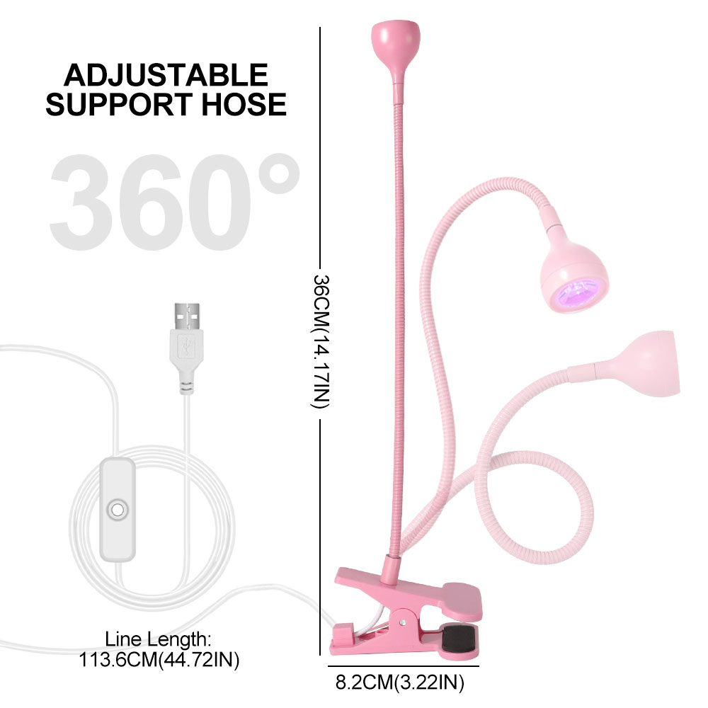 Lámpara LED UV para secado de esmalte de uñas de Gel, minilámpara portátil USB para escritorio, Flexible, con Clip, para salón de manicura