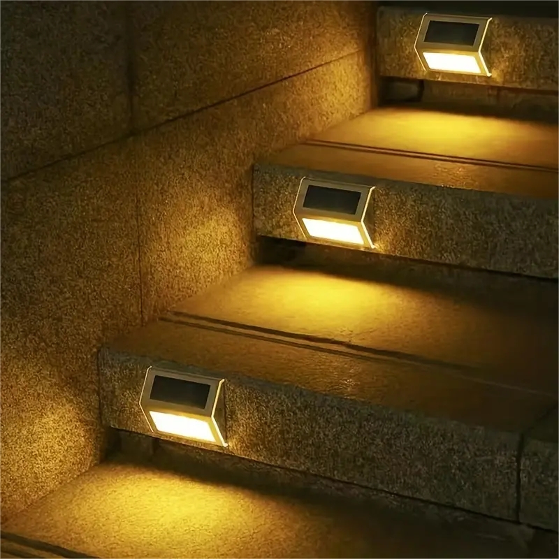 1/6/12 Pack Led Solar Outdoor Stainless Steel Step Lights, Fence Lights, Stainless Steel Wall Lights, Courtyard Deck Lights, Suitable for Terraces, Steps, Walkway, Fences