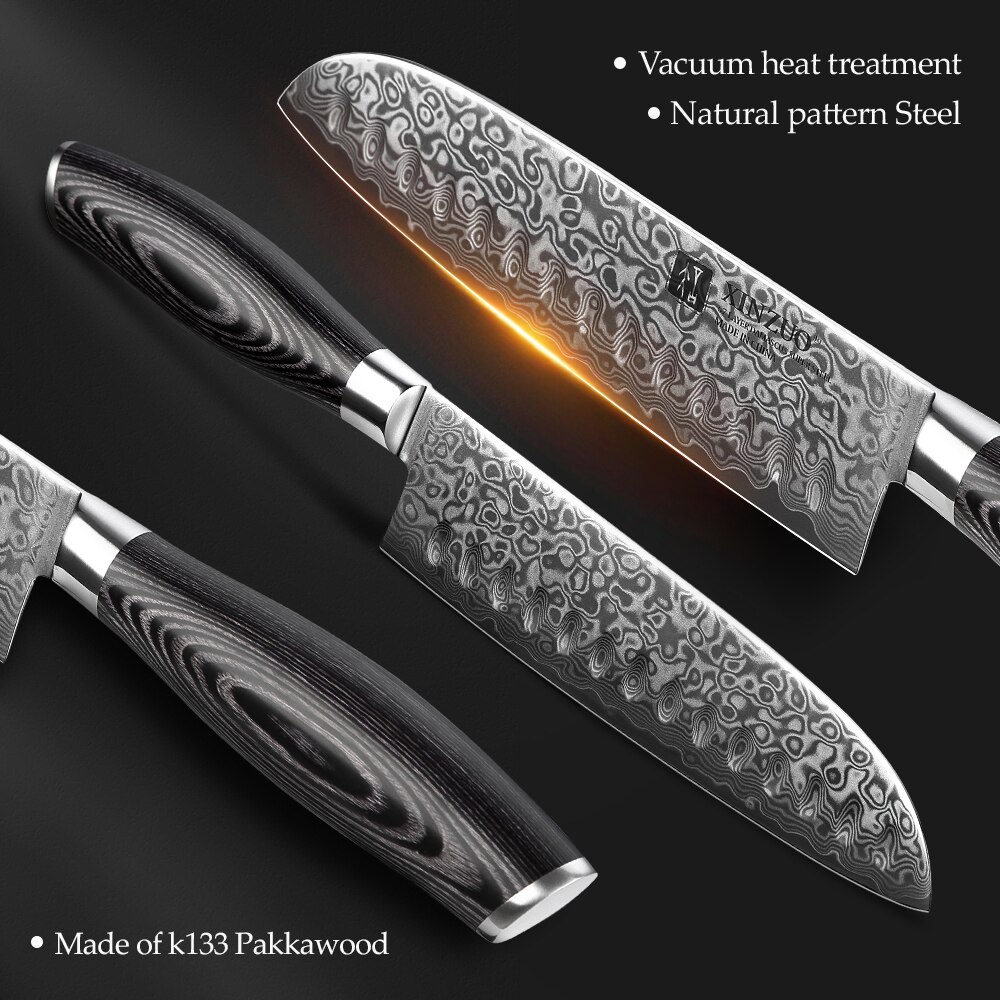 XINZUO 7"inch Japanese Chef's Knife 67 layer High Carbon Damascus Steel Kitchen Knives with Pakka Wood Handle Meat Santoku Knife