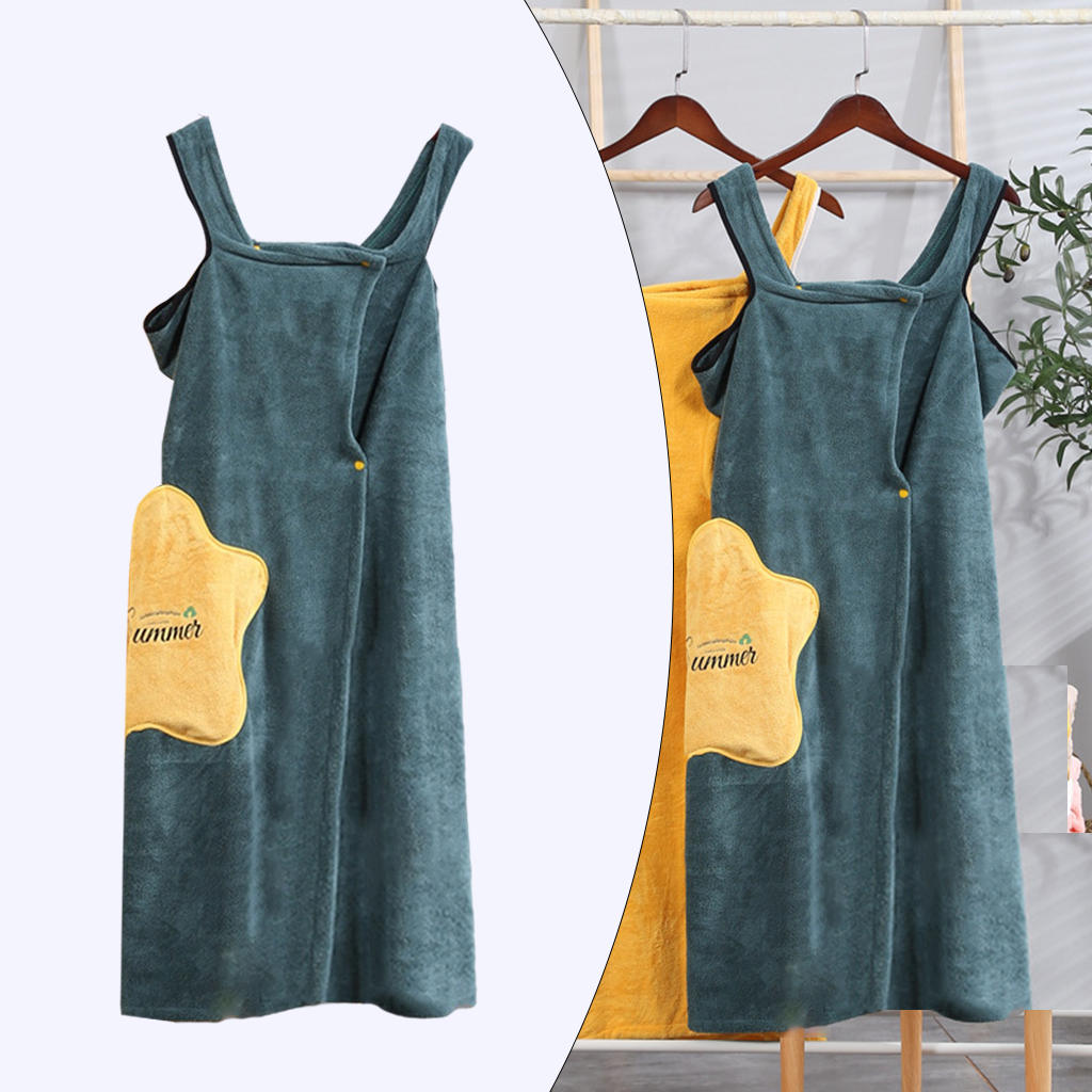 Damski szlafrok kąpielowy czepek ręcznikowy miękka, poręczna, chłonna spódnica kąpielowa: zielony 2