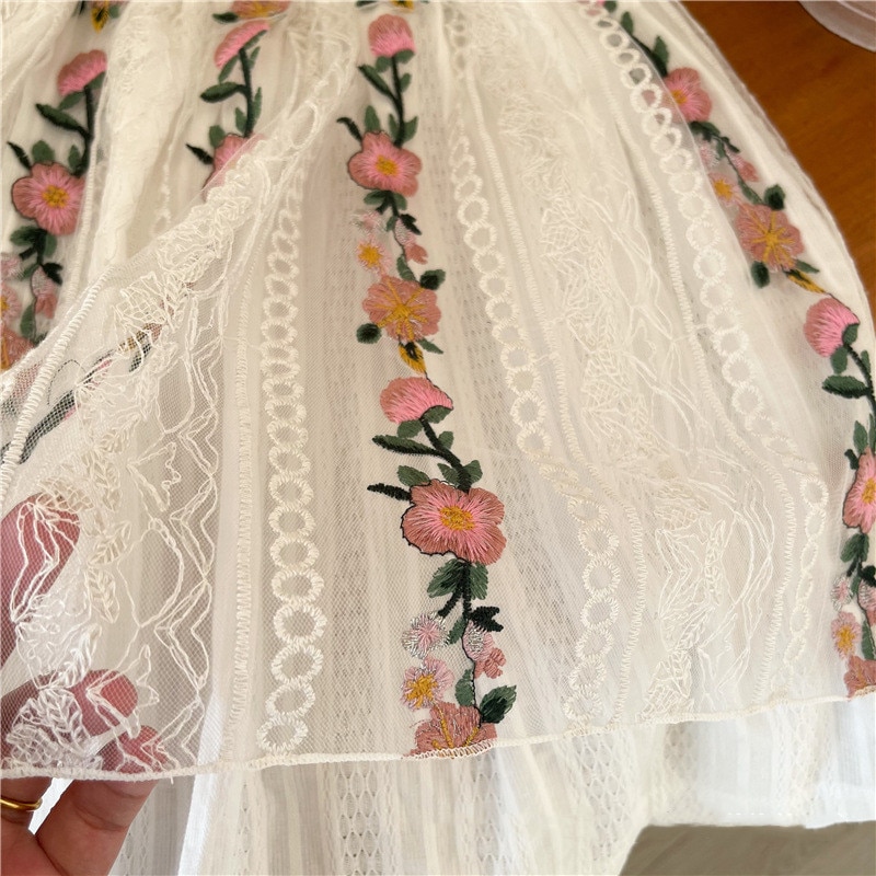 Zomer Baby Meisjes Prinses Rokken Borduren Bloemen Koreaanse Stijl Peuters Kids Katoen Rokken