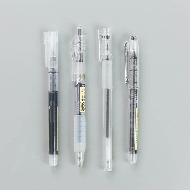 4 pcs/set Simple Press Gel Pen Black Neuter Pen 0.5mm Drawing Pens Students School Office Writing Stationery Supplies: Default Title