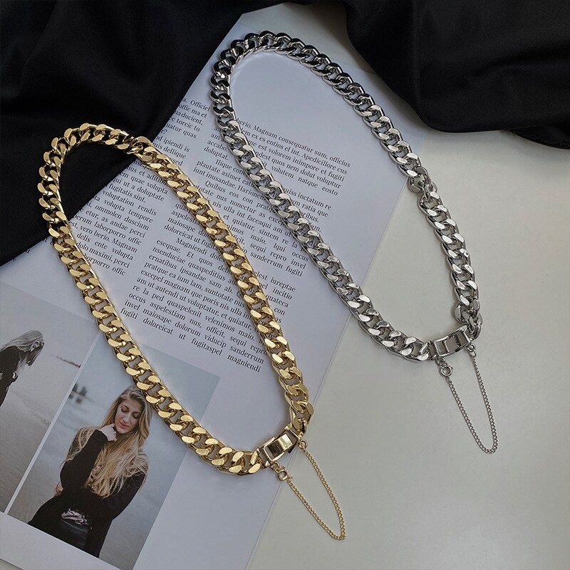 Cubaanse Korte Ketting Rvs Solid Vrouwen Persoonlijkheid Veelzijdige Hip Hop Ketting Hanger Ketting Partij Sieraden