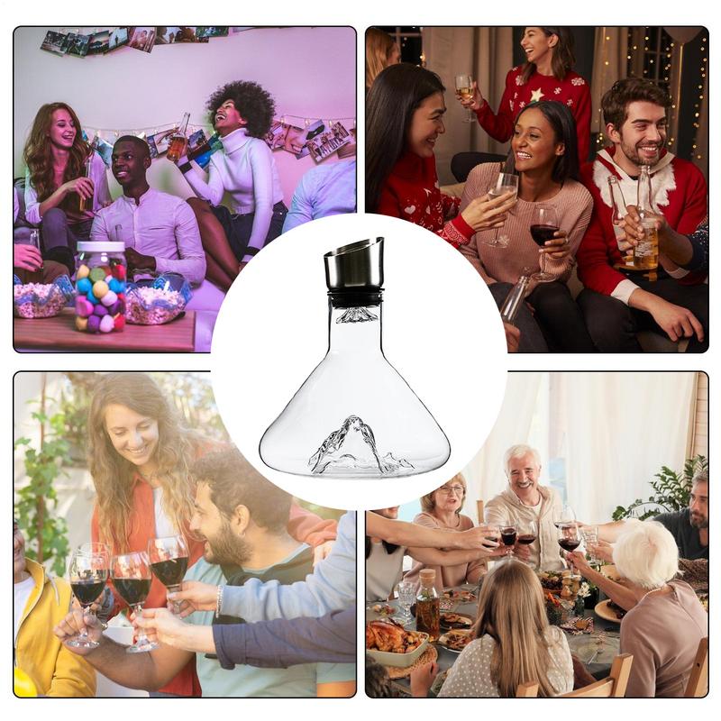 1500ML Wine Decanter Built-in Aerator Pourer Wine Carafe Red Wine Decanter Hand-blown Crystal Glass for White and Red Wine