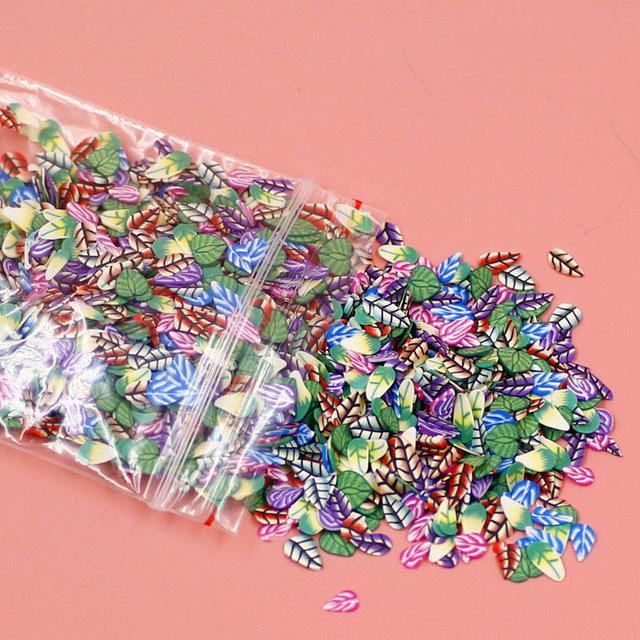 1000pcs Fruit Slices For Nail Art Slime Addition All For Slime Filler Lizun Diy Charm Slime Accessories Supplies Decor Toy: Leaves Slices