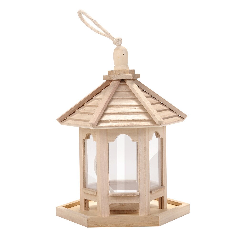 Mayitr Wooden Bird House Birdhouse Hanging Nest Feeder with Loop Home Garden Yard Outdoor Pet Decors Bird Feeders PY4