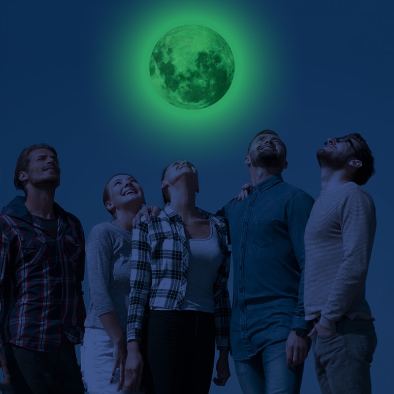 Fluorescerande väggklistermärken ljusabsorption självlysande månen glöd i mörkret romantiskt sovrum vardagsrum nattdekor kid favor