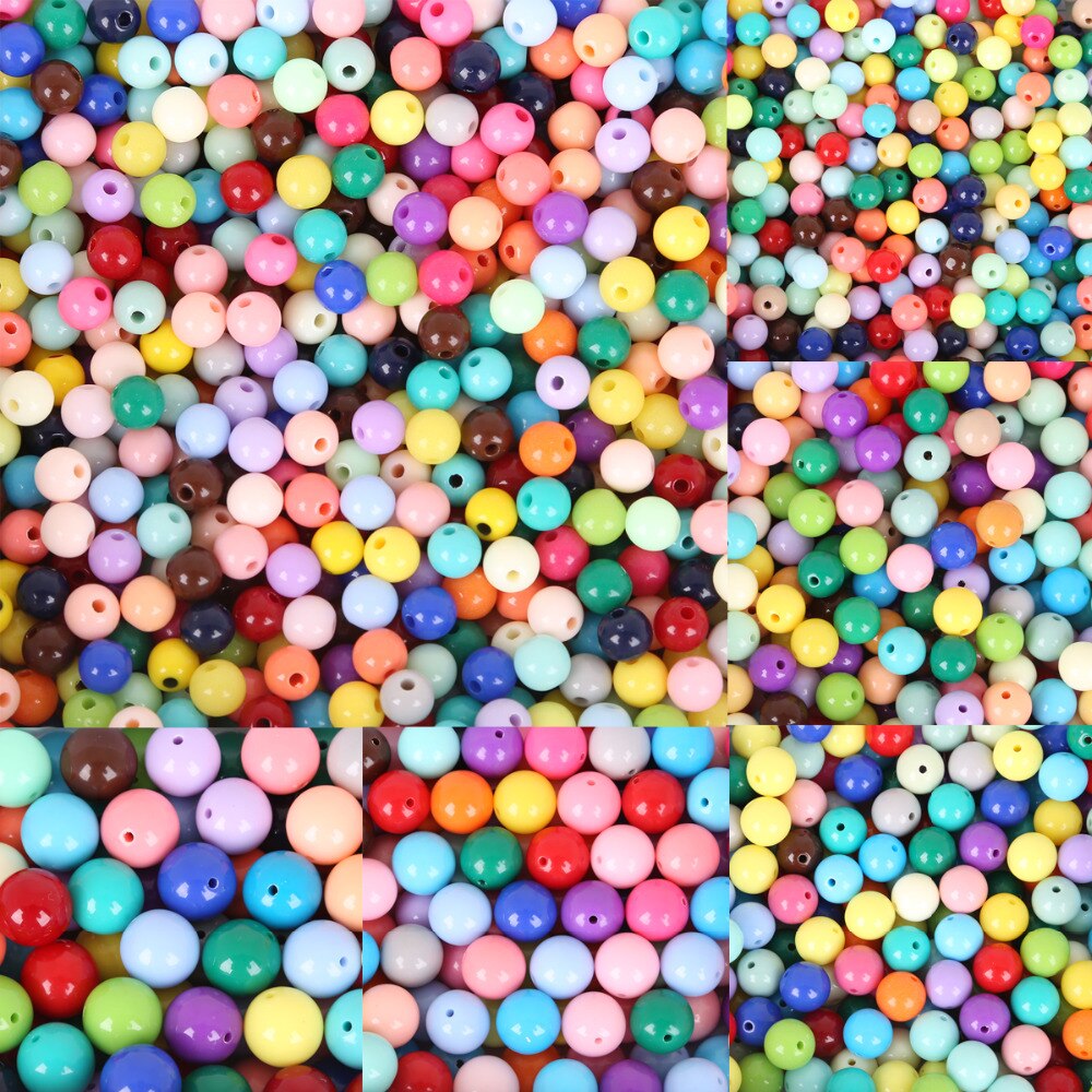 ! 6mm-16mm Diameter Mixed Color Shiny Plastic Acrylic Loose Spacer DIY Round Ball Beads for Jewelry Findings Making