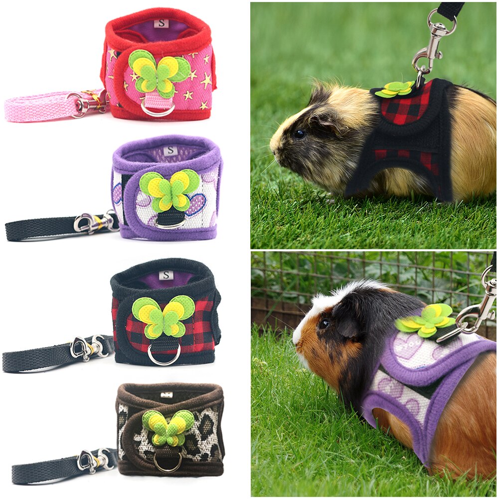 Arnés para hámster, correa ajustable para conejillo de indias, Chinchilla, ratones, Hurón, cuerda de tracción al aire libre, accesorios para animales pequeños