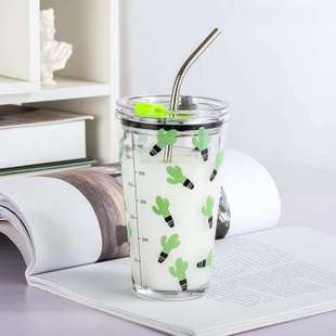 450ml glass kopp tegneserie frokost drikke vann sippy kopp glass med lokk vannkopp netto rød søt melk juice kopper