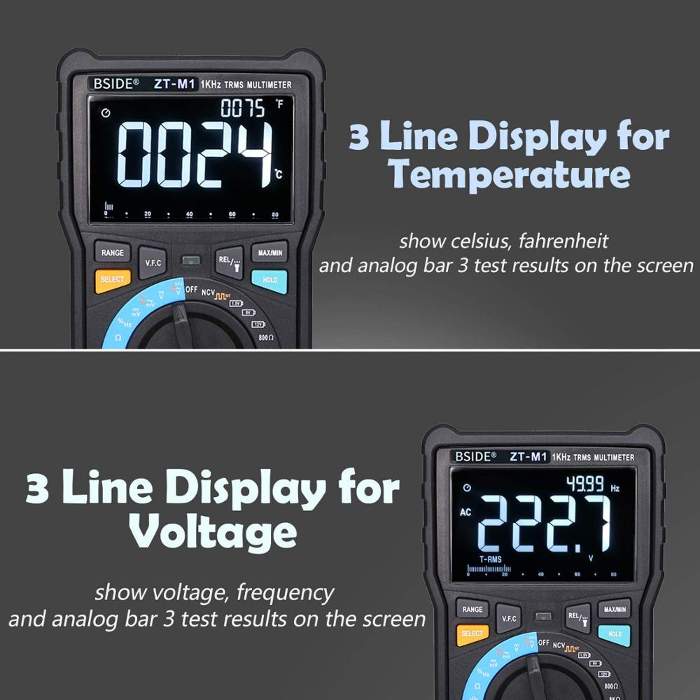 BSIDE Digital Multimeter Profesional True RMS 8000 Analogue Tester 20A Current DC AC Voltage Capacitance VFC ohm battery Hz test