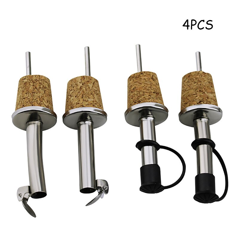 DEOUNY 1PC Cork Dispenser Stainless Steel Oil Bottle Spout Pourer For Flask Red Wine Pot Bottle Plug Mouth with Stopper Olive: 4pcs