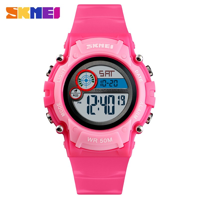 Skmei Kinderen Led Elektronische Horloge 50M Waterdichte Kids Digitale Horloge Chronograaf Countdown Sport Horloges Voor Boyer Meisjes: Rose red watch