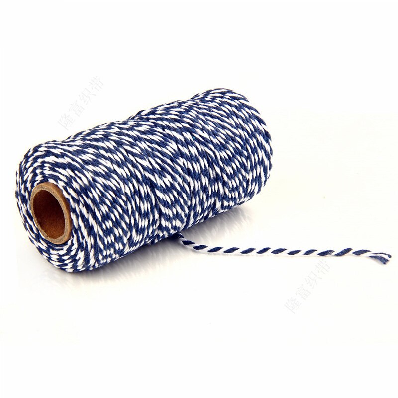 Dubbele Kleur Twisted Cords Diy Twisted Cords Verpakking Accessoires Katoen Baker Touw Touw Bruiloft Verpakking: Navy blue