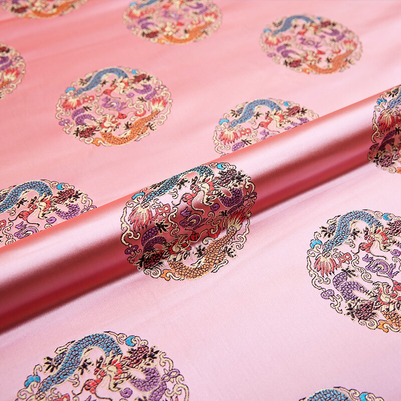 75Cm Brocade Zijde Stof Bloem Stof Nylon Stoffen Voor Naaien Materiaal Voor Jurk Textiel Stof: Roze