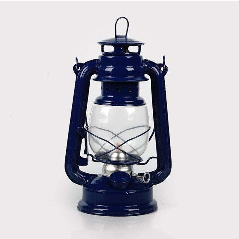 Retro Klassieke Kerosine Lamp 4 Kleuren Kerosine Lantaarns Lont Draagbare Verlichting Versiering DC112: Dark blue