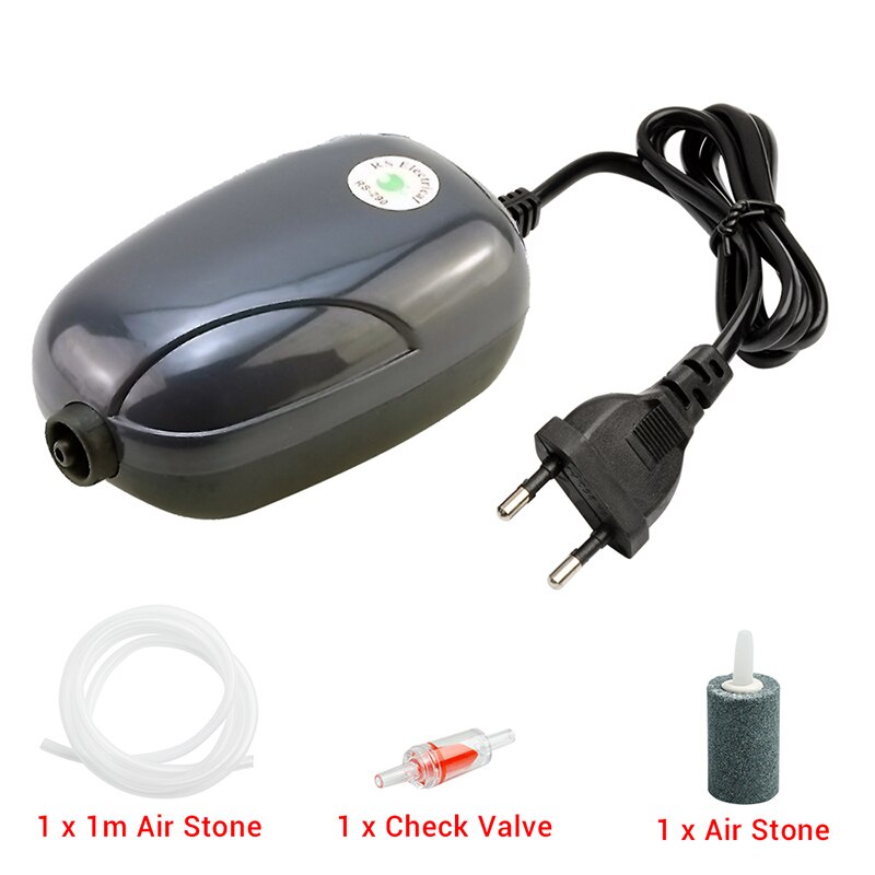 Aquarium Air Pump Fish Tank Mini Compressor Single Double Outlet with Check Valve Tube Aquatic Accessories 220V 3W 5W: 3W with Accessories / UK Plug