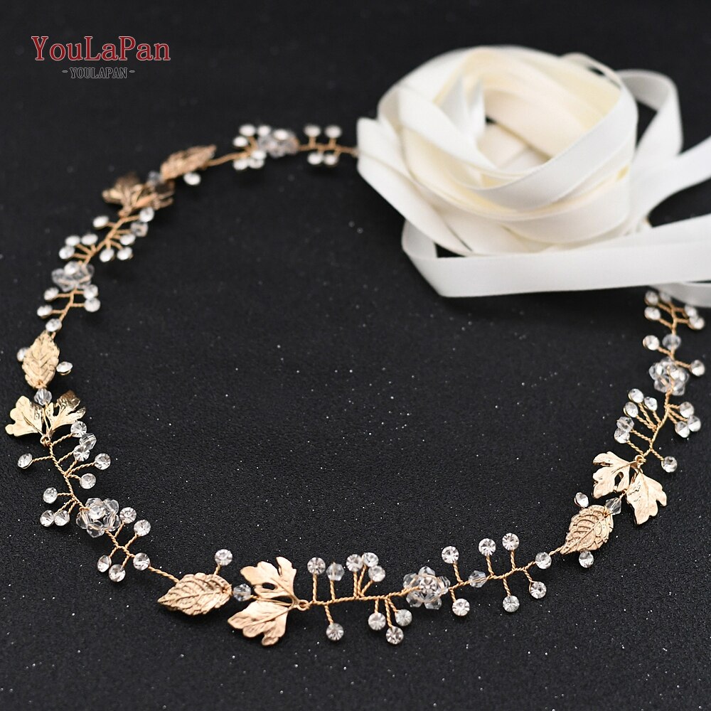 YouLaPan SH122 cinturón de boda dorado hojas doradas vestido de boda cinturón con cristales cinturón nupcial accesorios de vestido de novia cinturón de novia