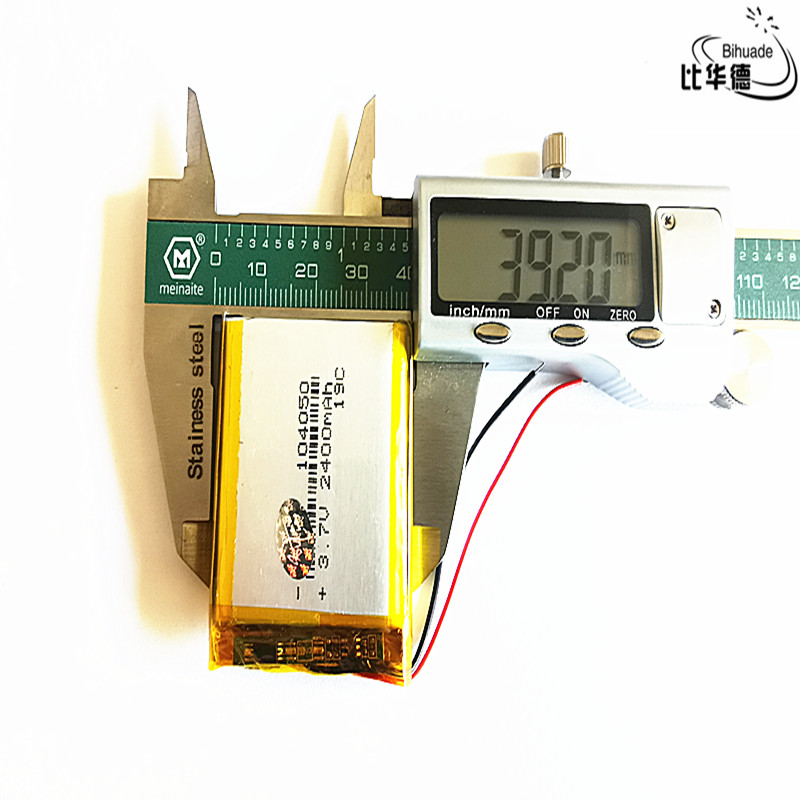 3,7 v bateria de polímero de lítio 104050 2400 mah tablet pc navegação energia móvel giy