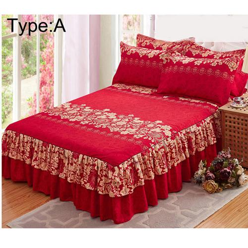 150x200cm Schuren Sprei Queen Bed Cover Verdikte Hoeslaken Enkel Dubbel Bed Stof Ruches: 1 bed skirt A