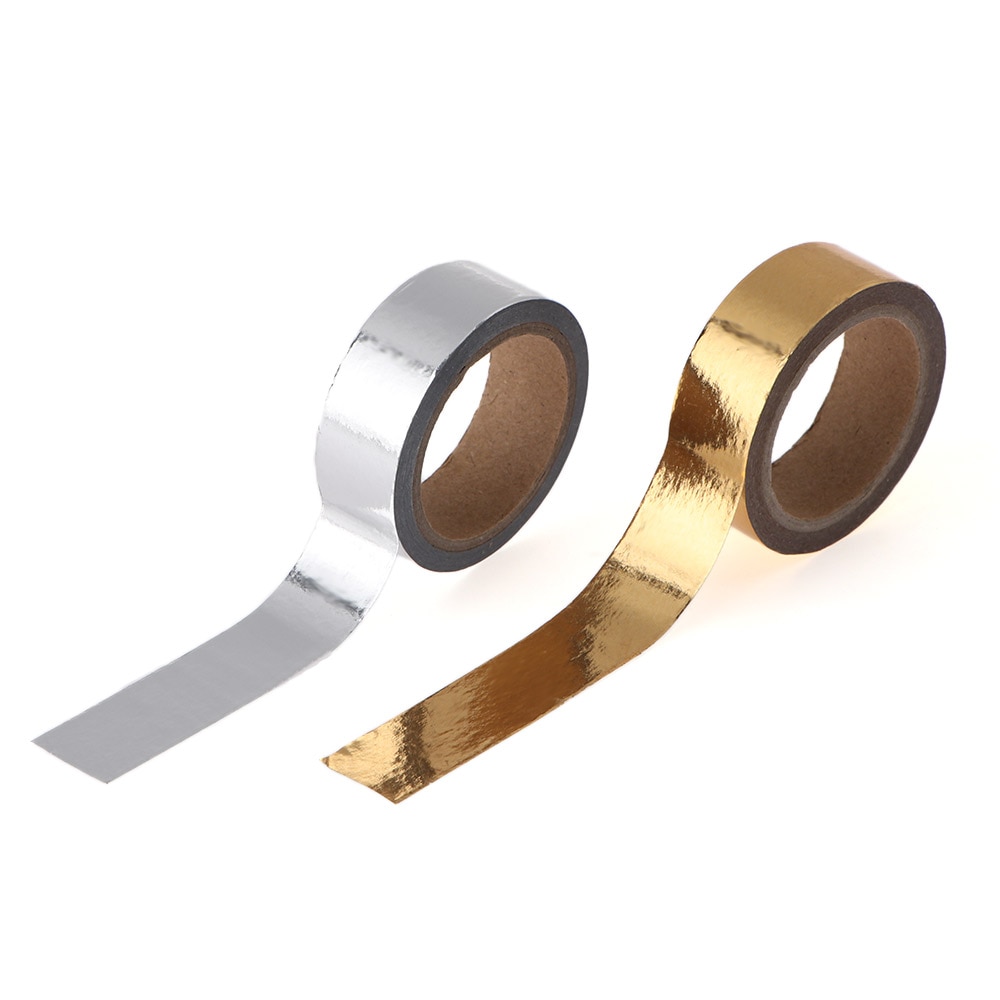 1 rollo de cinta adhesiva para manualidades, color oro y plata, cinta adhesiva para álbum de recortes, papelería, cinta decorativa para diario de Navidad