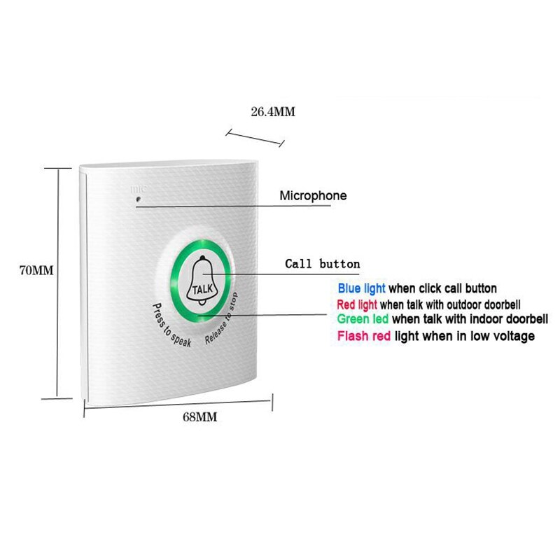 2.4G Wireless Intercom Doorbell Voice 2-Way Intercom Doorbell For Home Security Access Control System Intercom Doorbel