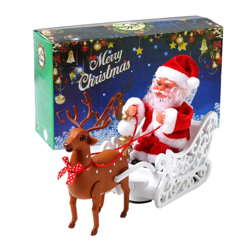 Elanden Slee Kerstman Pop Met Muziek Elektrische Universele Auto Speelgoed Jaar
