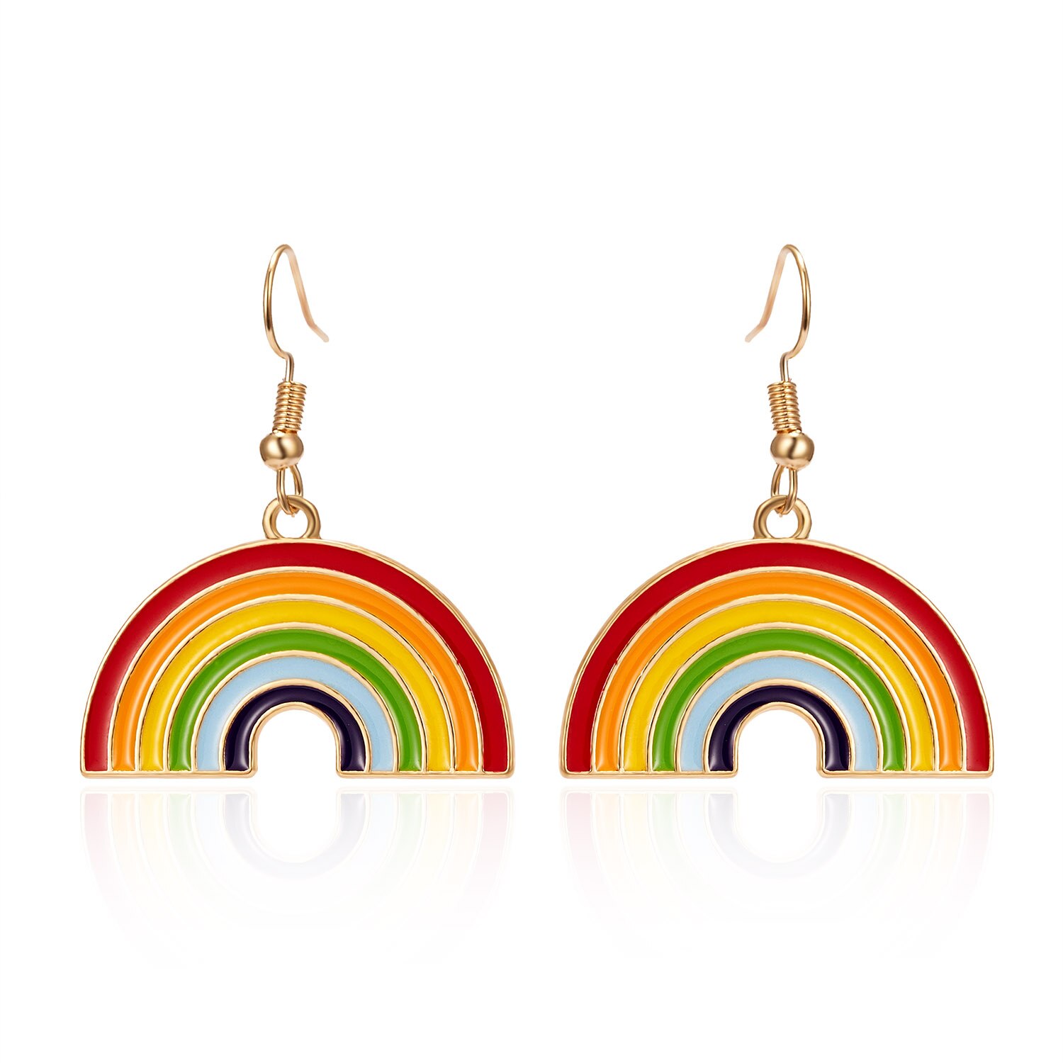 Rinhoo Leuke Regenboog Dangle Oorbellen Voor Vrouwen Pendientes Sieraden Eenvoudige Meisjes Brincos Kleurrijke Lgbt Rainbow Charm Oorbellen